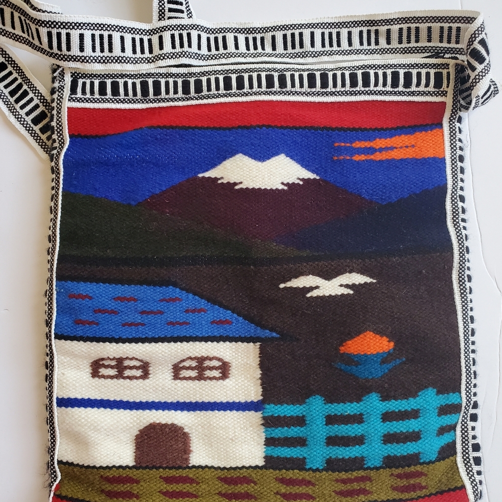 Woven Blanket wool Tote Bag/ crossbody bag - Picture 6 of 6
